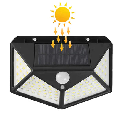 4 Sides Solar Light | Motion Sensors | 100 LED Lights |Home And Outdoor